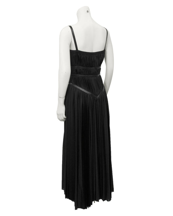 Black ruched dress with leather accents – Vintage Couture