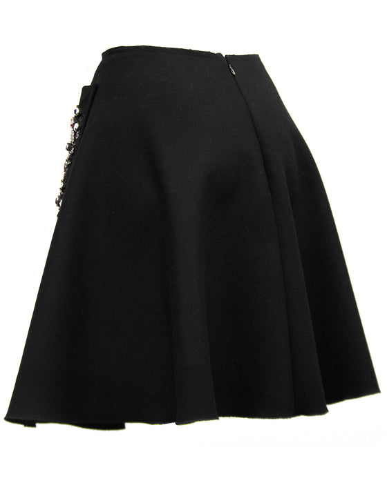 Black Hand Beaded Embellished Skirt