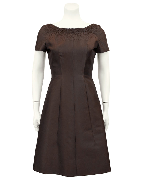 Brown Cocktail Dress with Beading