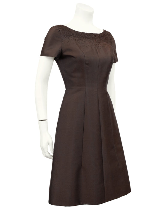 Brown Cocktail Dress with Beading