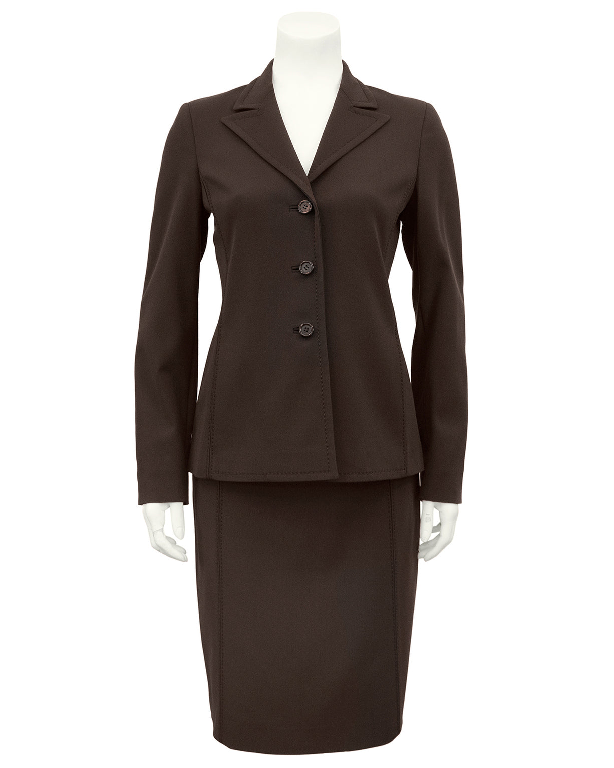 Brown Techno Fabric Skirt Suit – Vintage Couture