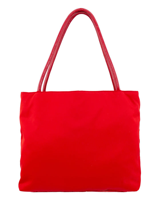 Red Nylon Medium Tote Bag