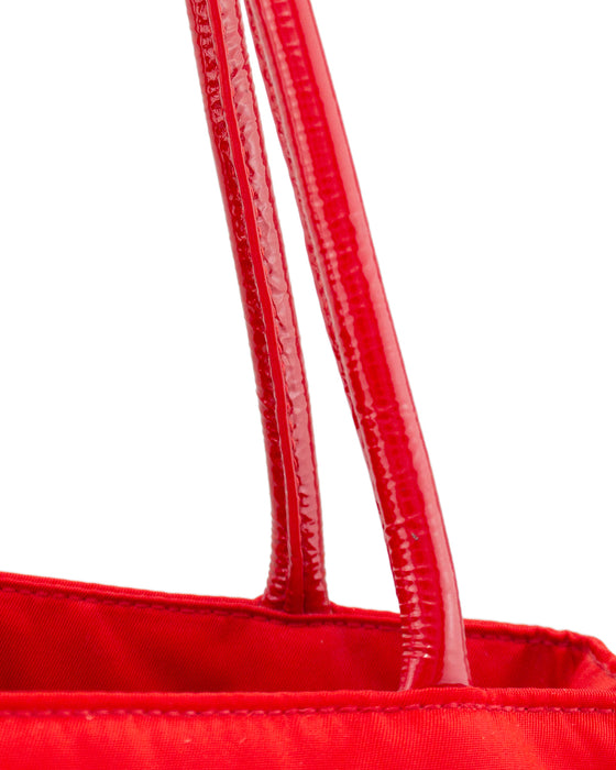 Red Nylon Medium Tote Bag