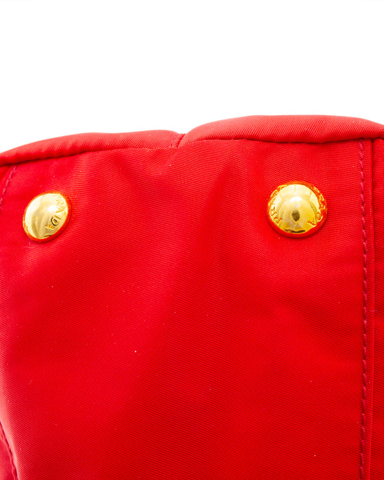 Red Nylon Medium Tote Bag