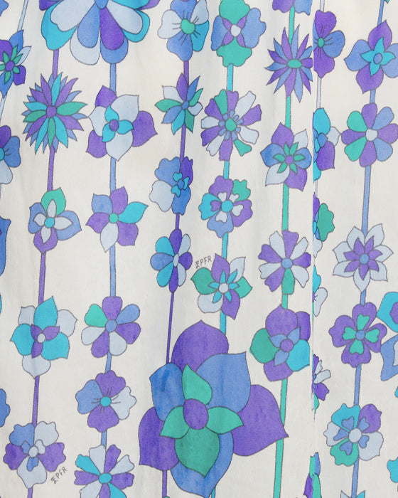 Blue and Purple Floral Print Nylon Slip Dresses (2)