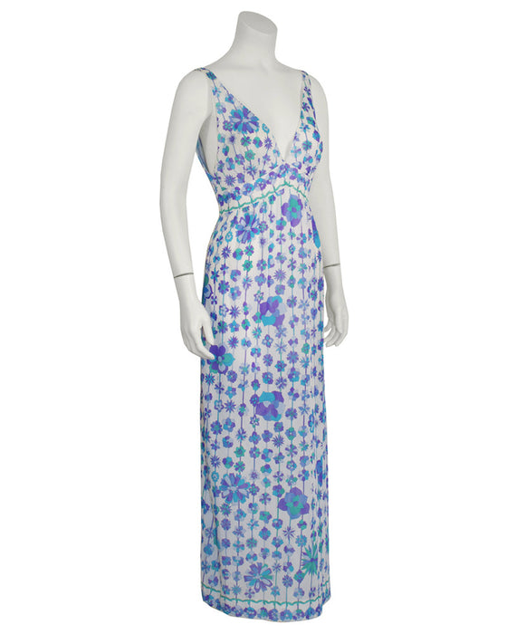 Blue and Purple Floral Print Nylon Slip Dresses (2) – Vintage Couture Blue and Purple Floral Print Nylon Slip Dresses (2) – Vintage Couture