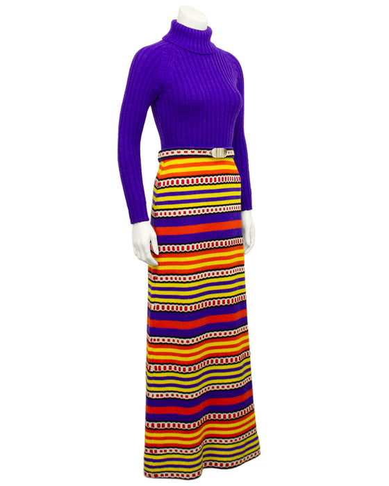 Purple & Multi Colour Knit Maxi Dress