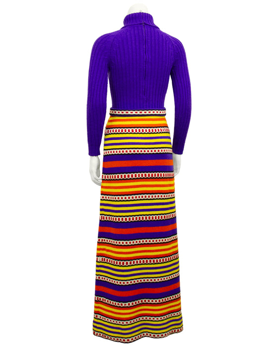 Purple & Multi Colour Knit Maxi Dress