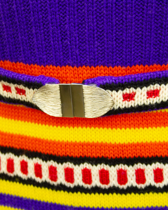 Purple & Multi Colour Knit Maxi Dress