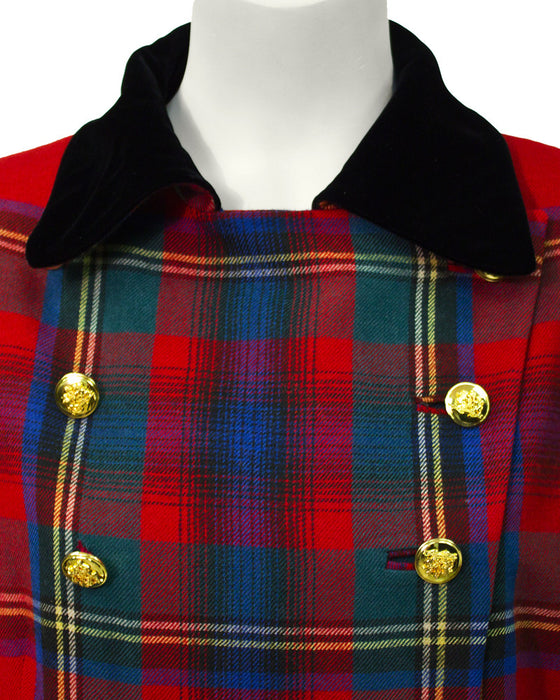 Vintage Ralph Lauren Purple Label Tartan Plaid Double Breasted