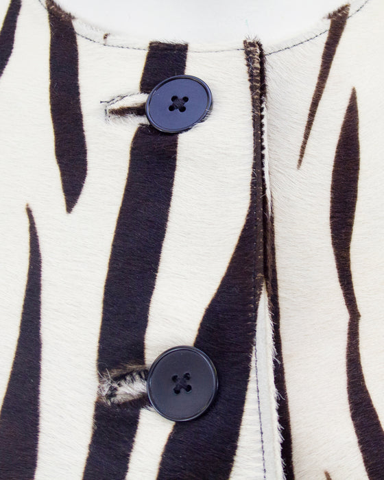 White and Brown Flat Cow Hide Zebra Jacket