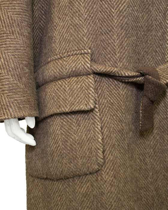 Brown Wool Herringbone Coat