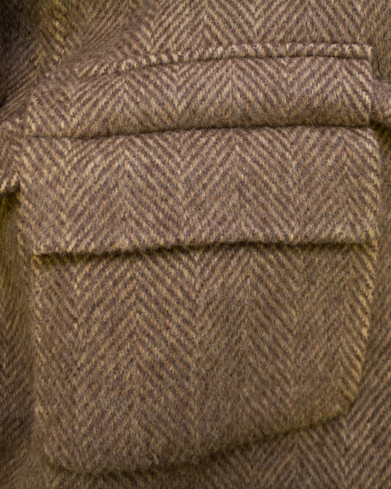 Brown Wool Herringbone Coat