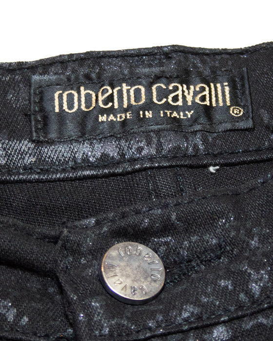 Black Snake Print Jeans