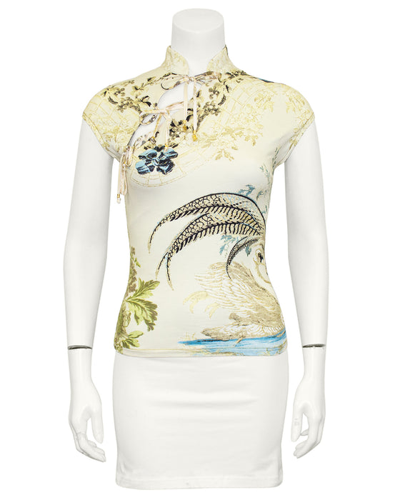 S/S 2003 Cheongsam Style Mesh Top with Swan