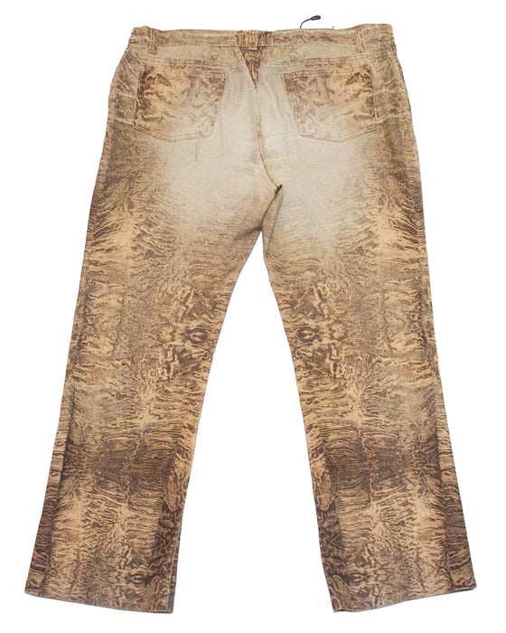 Beige Snake Print Jeans