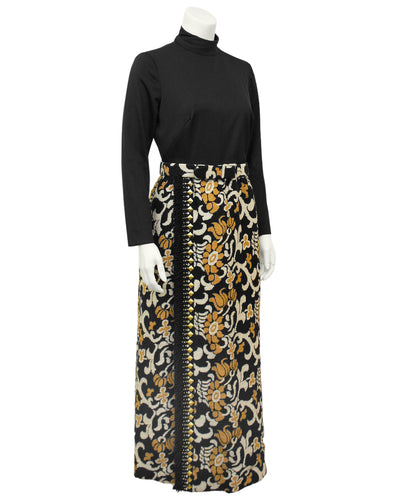 Black and Tan Hostess Style Maxi Dress – Vintage Couture