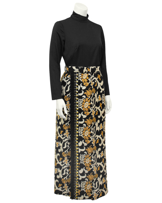 Black and Tan Hostess Style Maxi Dress