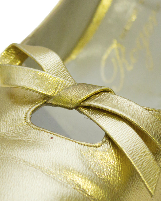 Gold Leather Slingbacks