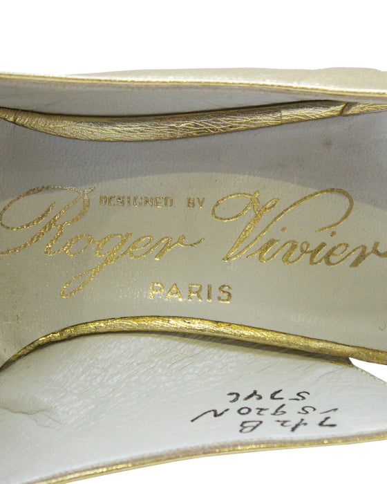 Gold Leather Slingbacks