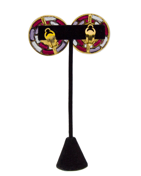 1994 Fall Poured Glass and Pearl Circle Earrings
