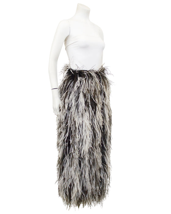 Black and White Ostrich Feather Skirt