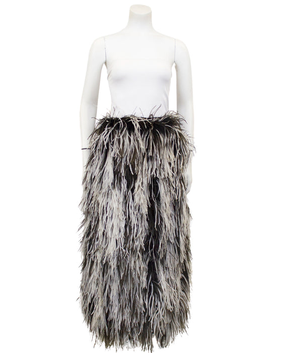 Black and White Ostrich Feather Skirt