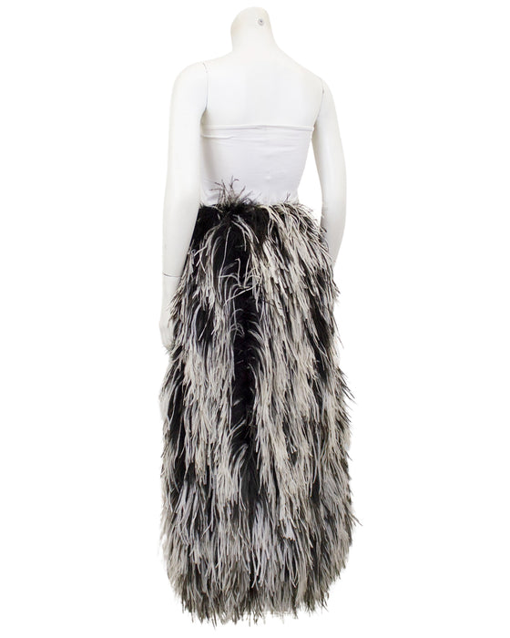 Black and White Ostrich Feather Skirt