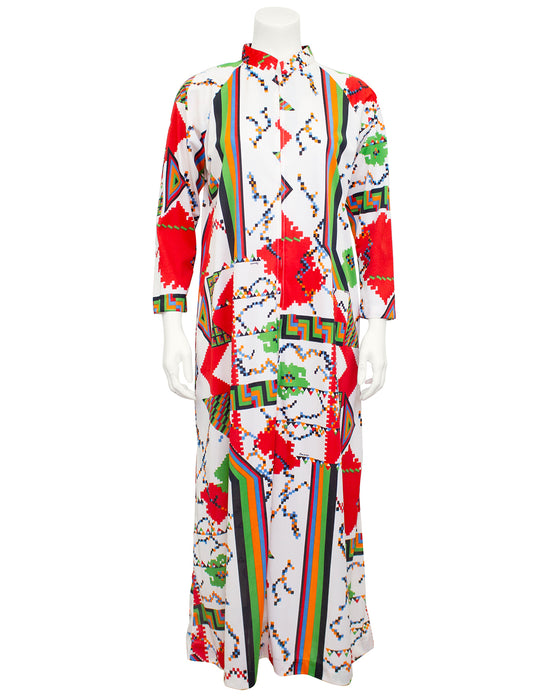 Geometric Printed Hostess Robe