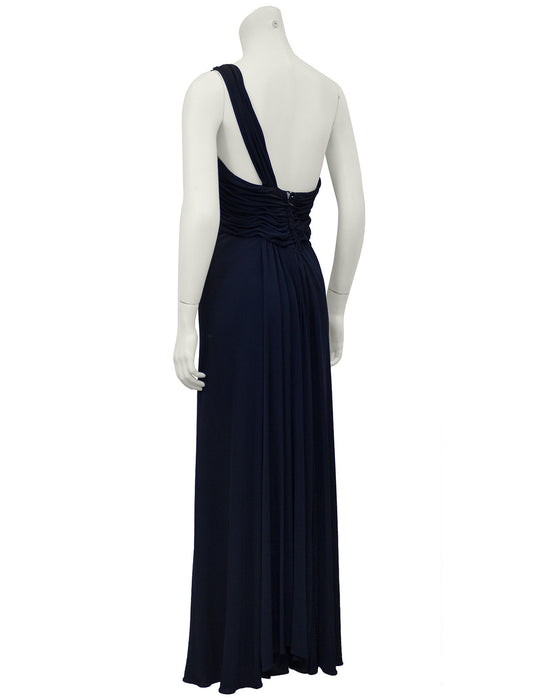Navy Blue One Shoulder Gown