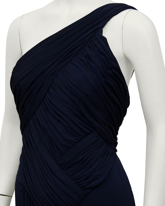 Navy Blue One Shoulder Gown