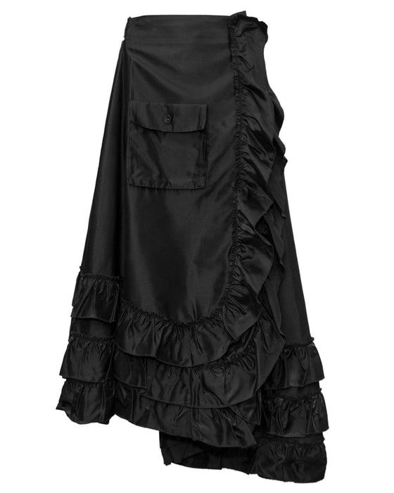 Black Ruffle High Low Skirt