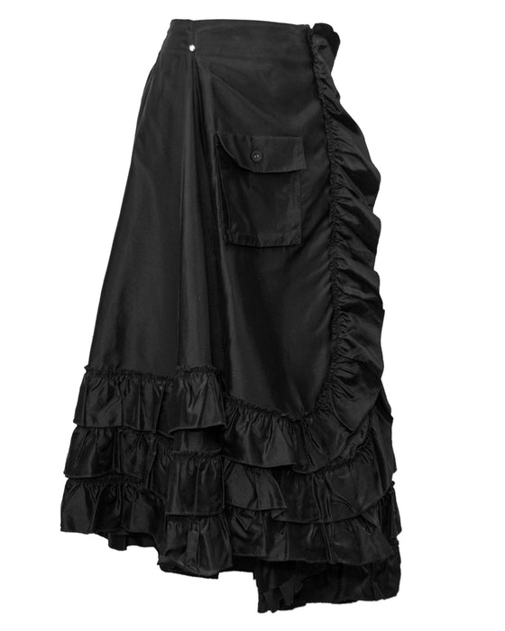 Black Ruffle High Low Skirt