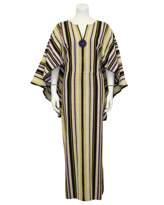 Striped Cotton Kaftan with Stone Detail