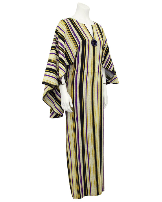 Striped Cotton Kaftan with Stone Detail