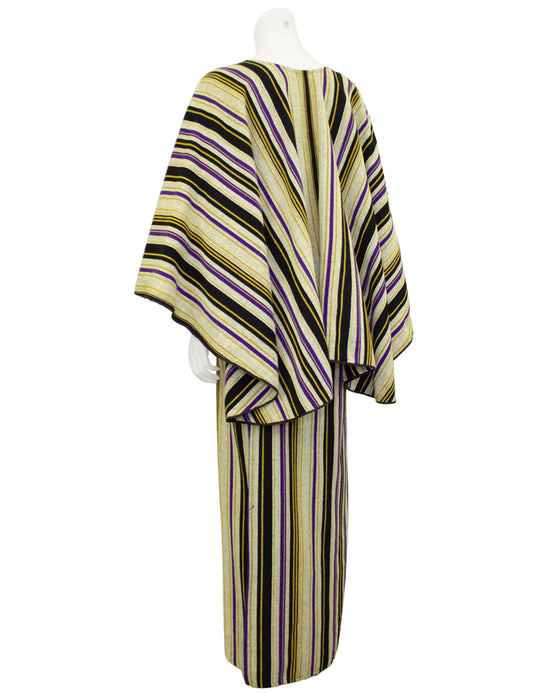 Striped Cotton Kaftan with Stone Detail