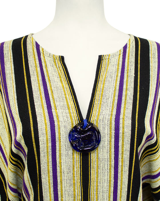 Striped Cotton Kaftan with Stone Detail