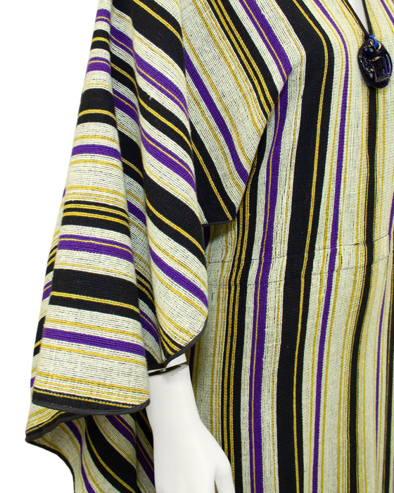 Striped Cotton Kaftan with Stone Detail