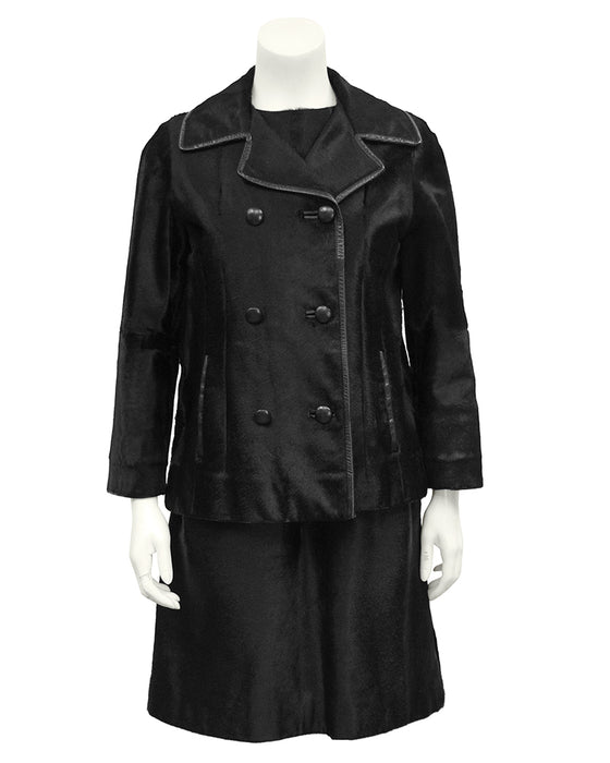 Black Pony Hair Dress and Jacket Set