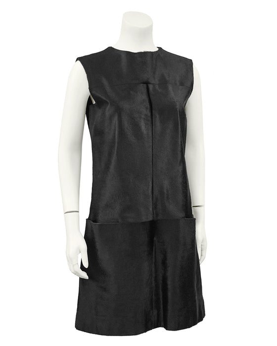 Black Pony Hair Dress and Jacket Set