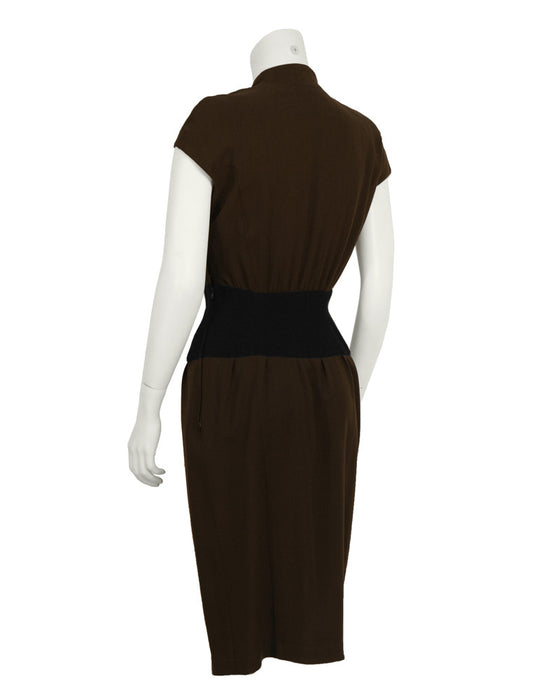 Brown Dress with Black Waistband