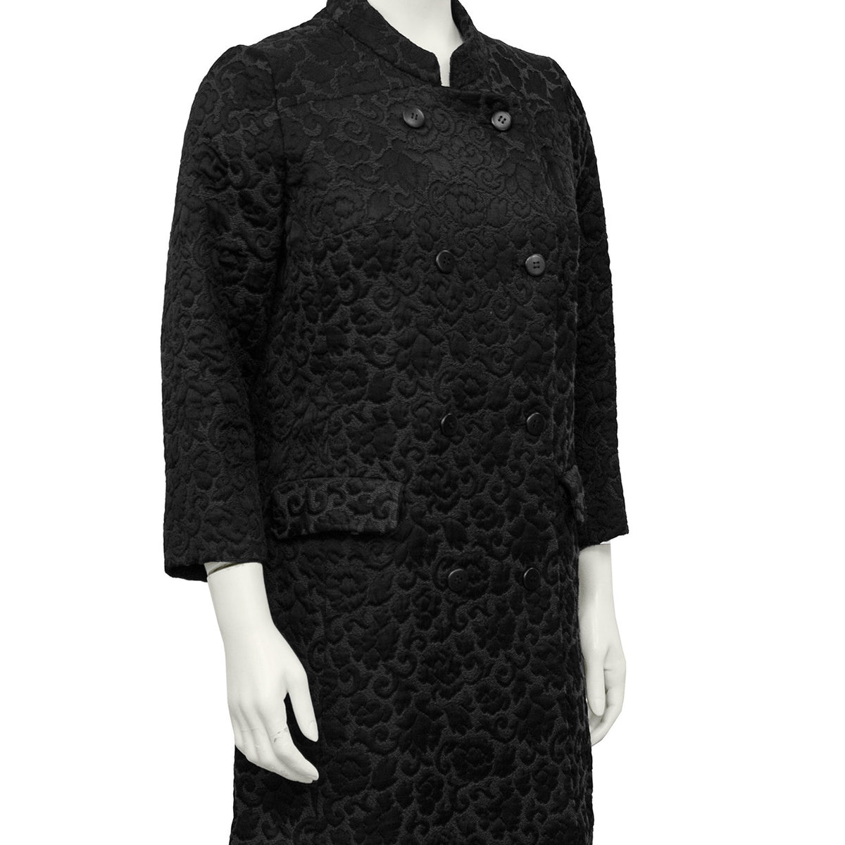Black Brocade Coat – Vintage Couture