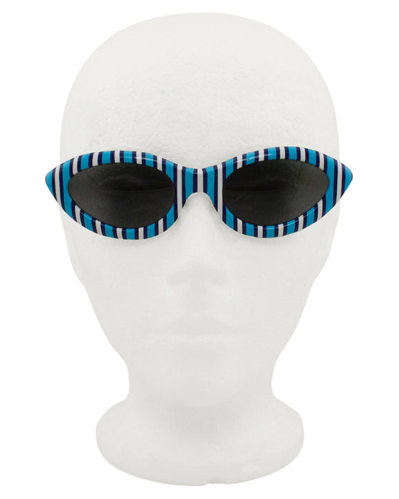 Blue and White Stripe Sunglasses