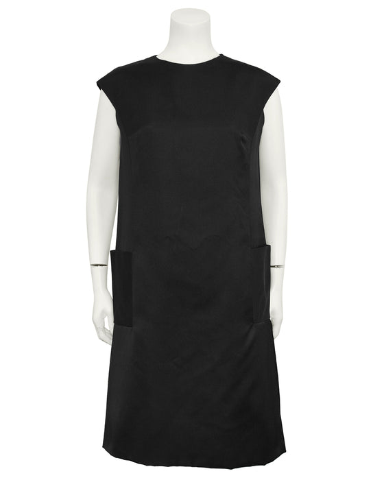 Black Silk/Satin Shift Dress