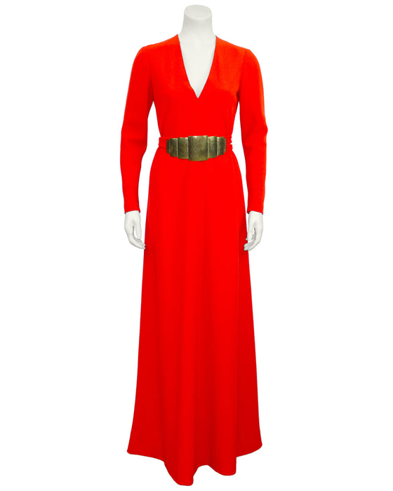 Red Evelyn Byrnes Flame Rayon Crepe Gown