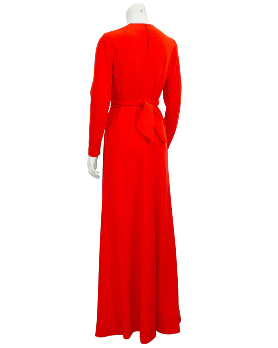 Red Evelyn Byrnes Flame Rayon Crepe Gown