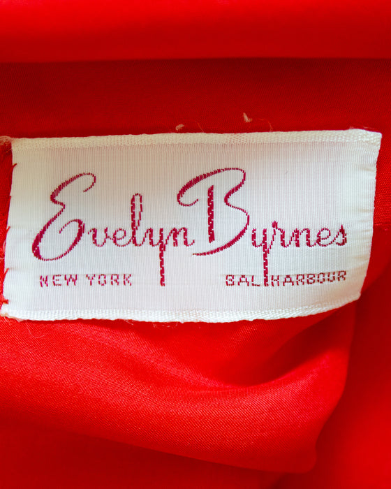 Red Evelyn Byrnes Flame Rayon Crepe Gown