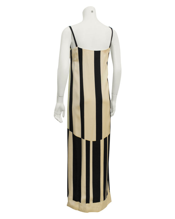 Black & White Abstract Stripe Silk Gown