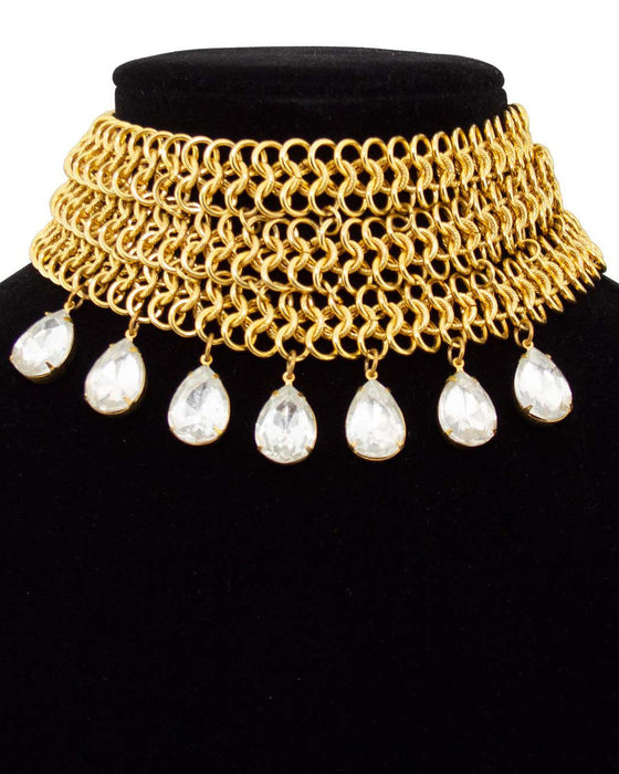 Chainmail Choker with Rhinestone Drops