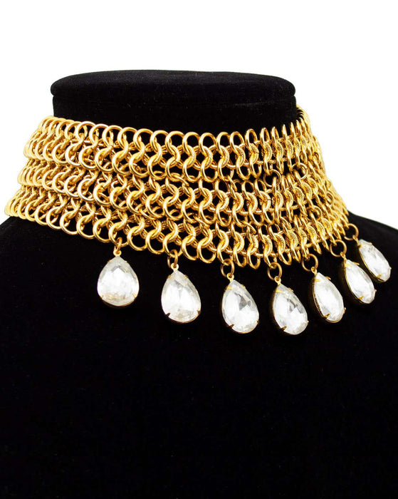 Chainmail Choker with Rhinestone Drops